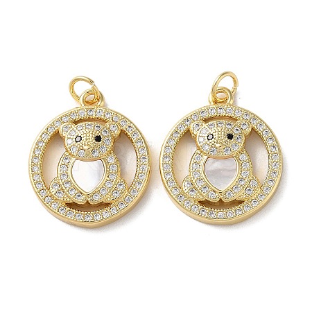 Brass Micro Pave Cubic Zirconia Pendants KK-B083-39D-G-1
