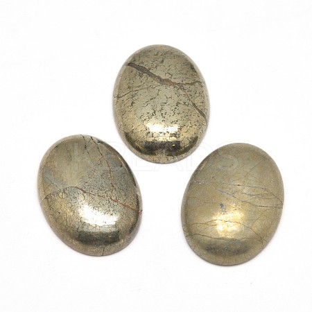 Oval Natural Pyrite Cabochons G-I125-10-10x8mm-1
