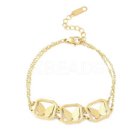 Ion Plating(IP) Golden 304 Stainless Steel Link Bracelets for Women BJEW-K254-17A-G-1