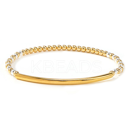 Luxury Round Brass Beads & Curved Tube Stretch Bracelets for Women CV0826-4-1