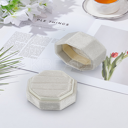 1Pc 3-Slot Octagon Velvet Rings Storage Boxes CON-LP0001-89B-1
