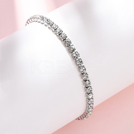 304 Stainless Steel Rhinestone Cup Chain Bracelets for Women BJEW-G753-01P-03-1