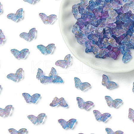 100Pcs Transparent Spray Painted Glass Beads GLAA-YW0005-09C-1