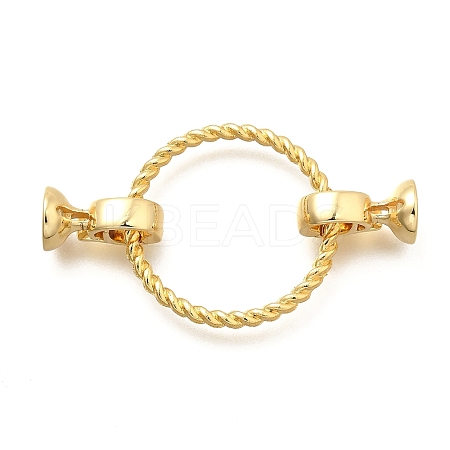 Flat Round Rack Plating Brass Fold Over Clasps LS-KK-S508-20G-1