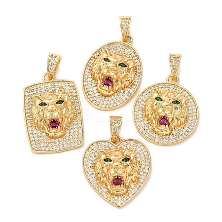 Brass Micro Pave Cubic Zirconia Pendants KK-U076-05G-1