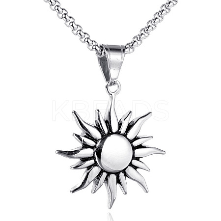 304 Stainless Steel Sun Pendant Box Chain Necklaces for Men FS-WG74900-03-1