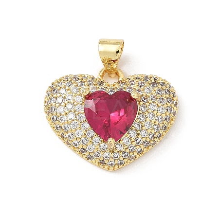 5Pcs Brass Micro Pave Clear Cubic Zirconia Pendants KK-B141-05G-04-1