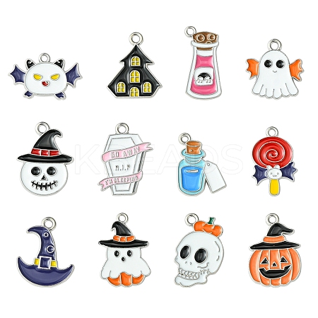 26Pcs 13 Styles Halloween Theme Alloy Enamel Pendants ENAM-FS0002-08-1