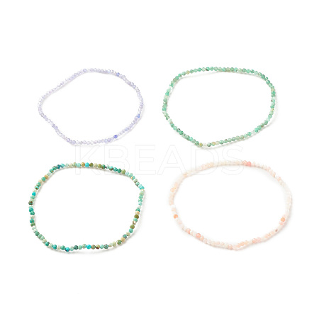 Gemstone Round Beaded Stretch Bracelet for Women BJEW-JB07748-1