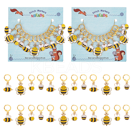 Alloy Enamel Bees & Honey Jar Pendant Locking Stitch Markers HJEW-PH01865-1