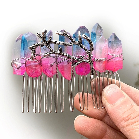 Natural Crystal Hair Combs PW-WGC6E88-05-1