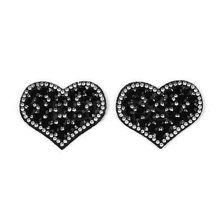 Heart Hotfix Glass Rhinestone with Cloth Patches PATC-T002-02B-1