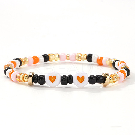Halloween Acrylic & Glass & Brass Stretch Bracelets for Women DL8423-5-1