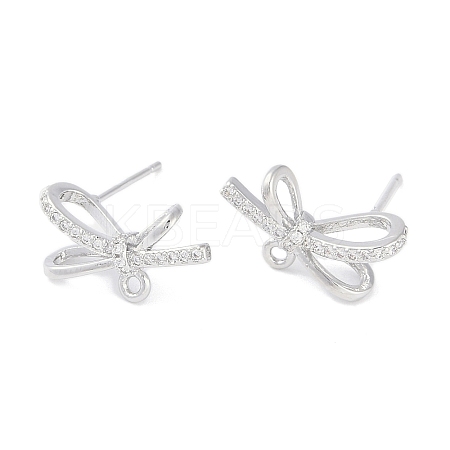 Left and Right Brass Pave Clear Cubic Zirconia Stud Earring Findings LS-KK-F875-02P-1
