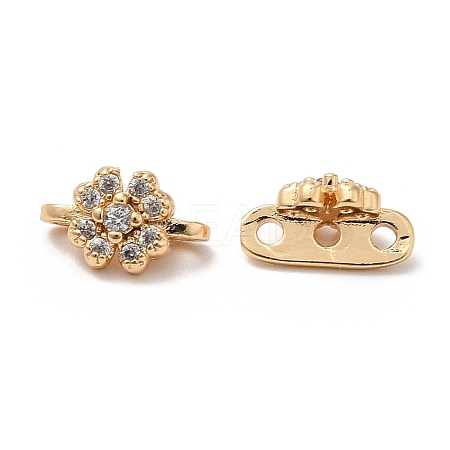 Brass Micro Pave Clear Cubic Zirconia Connector Charms KK-B074-48G-1