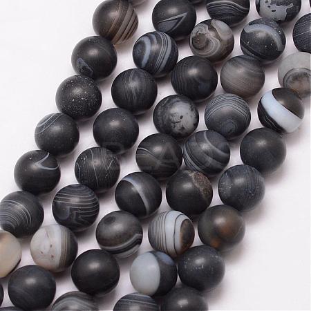 Natural Black Agate Bead Strands G-K166-12-6mm-03-1