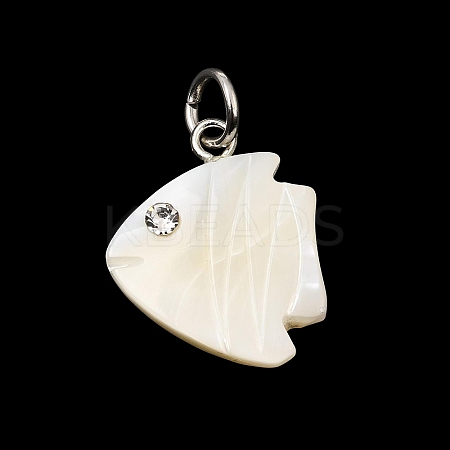 Natural White Shell & Crystal Rhinestone Pendants SH-CBAC52B-01A-1