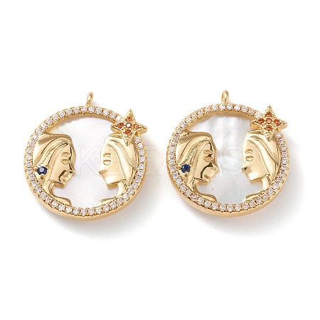 Real 18K Gold Plated Brass Micro Pave Clear Cubic Zirconia Pendants ZIRC-J039-14G-J-1