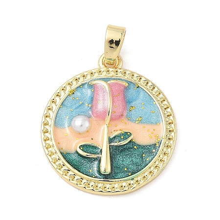 Brass Enamel Pendants KK-D358-01F-G-1