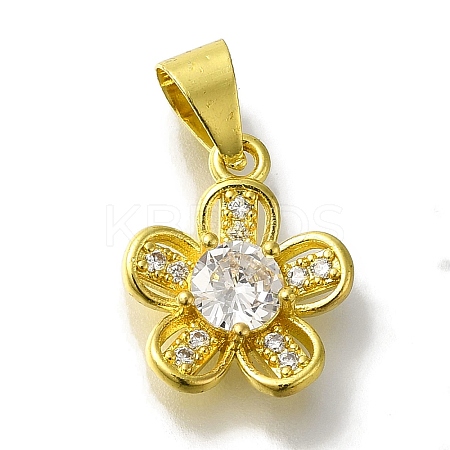 Flower Rack Plating Brass Micro Pave Cubic Zirconia Pendant KK-H485-01G-06-1