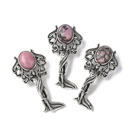 Angel Brass Natural Rhodonite Pendants KK-D361-02AS-28-1