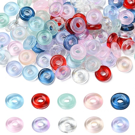 100Pcs 10 Colors Transparent Glass European Beads GLAA-YW0003-91-1