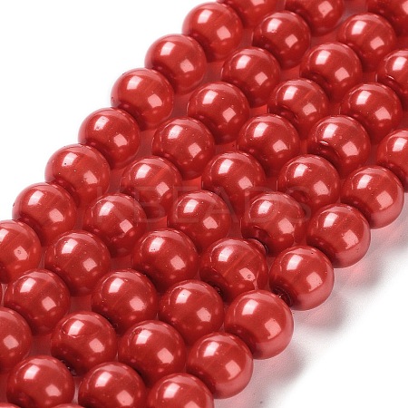 Baking Paint Pearlized Glass Pearl Round Bead Strands LS-HY-XCP0001-13C-1