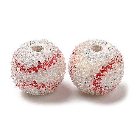 Spray Painted Wood European Beads with Rhinestone RESI-C038-03B-1