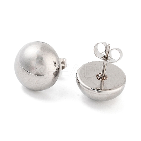 Non-Tarnish Half Round 316 Surgical Stainless Steel Stud Earrings for Women Men LS-EJEW-Z050-08B-AS-1