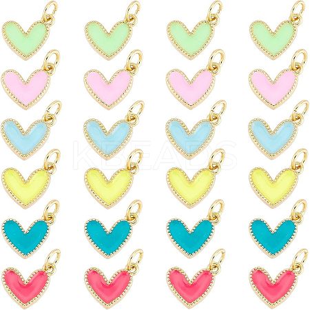 12Pcs 6 Colors Rack Plating Brass Enamel Charms KK-FH0004-36-1