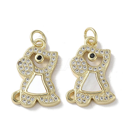 Brass Micro Pave Cubic Zirconia Pendants KK-G485-31A-G-1