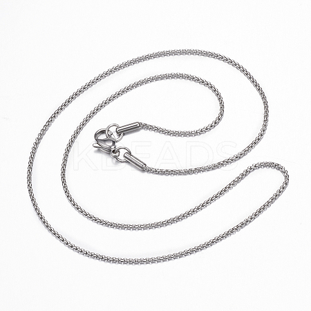 Non-Tarnish 304 Stainless Steel Box Chain Necklace for Men Women NJEW-E087-03P-B-1