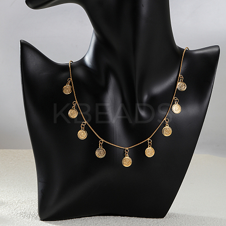 Fashionable Versatile Minimalist Brass Coin Tassel Necklace for Women NX3424-1