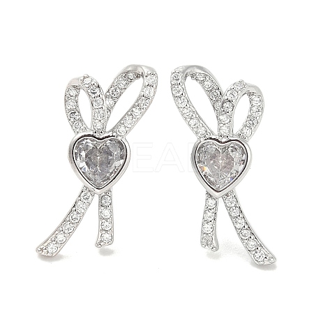 Rack Plating Brass Micro Pave Clear Cubic Zirconia Stud Earrings for Women EJEW-M260-18P-1