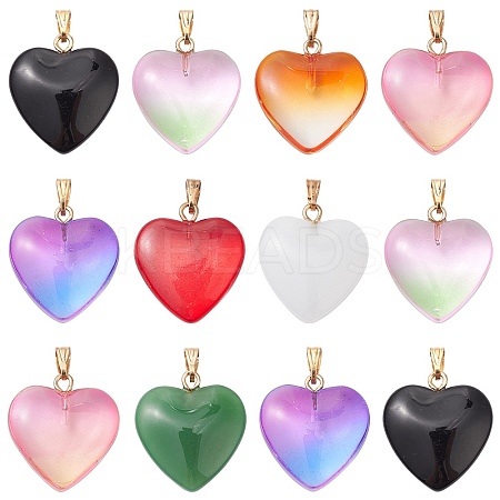 10Pcs 8 Style Spray Painted Glass Pendants GLAA-YW0003-23-1