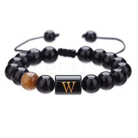 Adjustable Natural Tiger Eye and Glass Beaded Braided Bead Bracelets for Men Women FS-WGD7D76-23-1