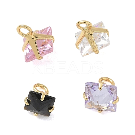 Brass Pave Cubic Zirconia Charms CU-CBABEB3-05G-1