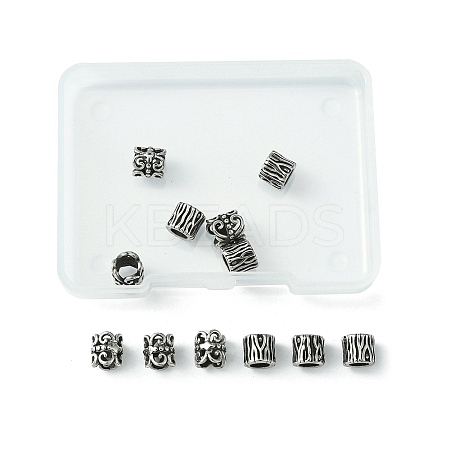 12Pcs 2 Style 304 Stainless Steel European Beads STAS-UN0046-47-1