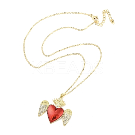 Brass Micro Pave Clear Cubic Zirconia Pendant Necklaces LS-NJEW-Z035-04D-G-1