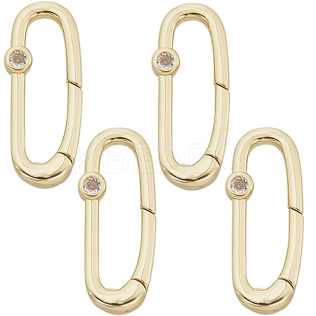 4Pcs Rack Plated Brass Micro Pave Clear Cubic Zirconia Clasps KK-SC0005-70-1