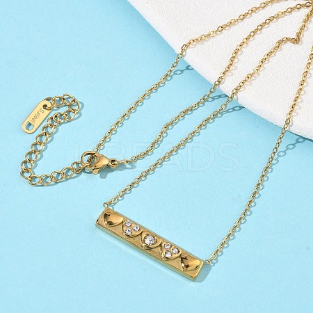 304 Stainless Steel Rhinestone Pendant Necklaces for Women NJEW-B150-01G-01-1
