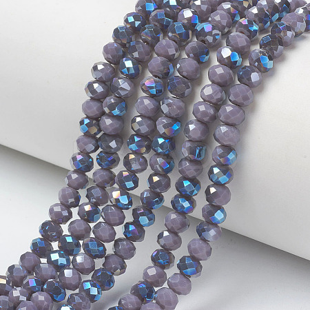 Electroplate Opaque Solid Color Glass Beads Strands EGLA-A034-P4mm-I17-1