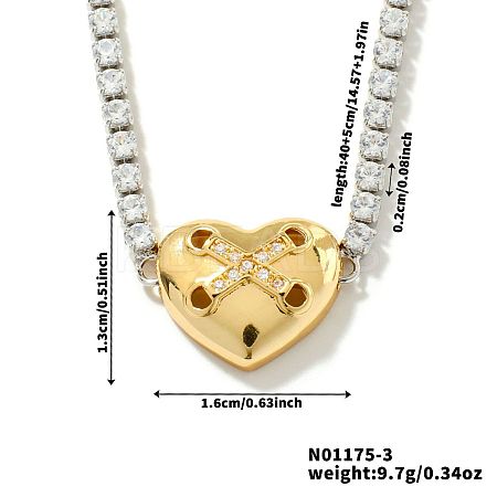 Golden Tone Brass Clear Cubic Zirconia Cup Chain Geometric Pendant Necklaces for Women LZ2256-3-1