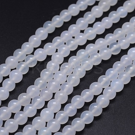 Grade A Natural White Agate Round Beads Strands G-F256-01-8mm-A-1