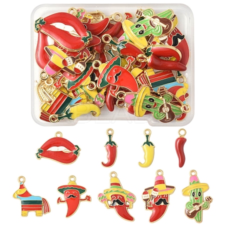 30Pcs 9 Styles Alloy Enamel Pendants FIND-FS0004-26-1