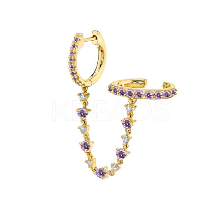 Brass Cubic Zirconia Hoop Earrings FS-WGC777E-07-1