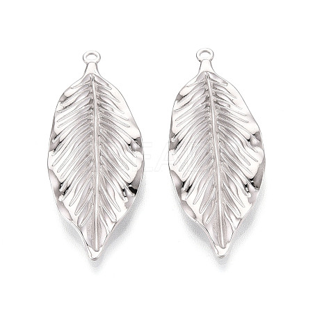 304 Stainless Steel Leaf Pendants STAS-T069-38P-1