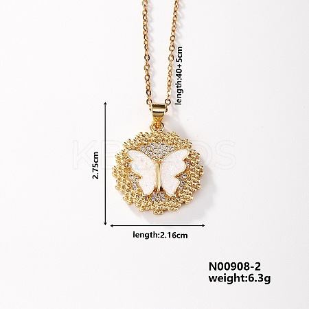 Cute Brass Micro Pave Clear Cubic Zirconia Pendant Necklaces for Women RS8490-1-1