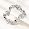 Summer Beach Brass Micro Pave Clear Cubic Zirconia Starfish & Shell Shape Link Chain Bracelets LS-BJEW-C118-02A-P-4