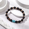 Natural Lava Rock & Rudraksha & Coconut & Howlite Beads Stretch Couples Bracelets for Women BJEW-JB11329-01-1